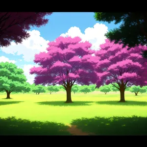 Serene countryside landscape with vibrant meadow and clear sky