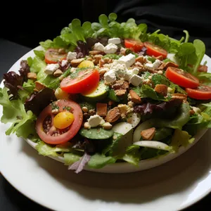 Healthy Gourmet Salad with Fresh Vegetables and Cheese