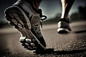 Silhouette of black athlete running with basketball.