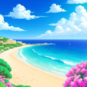 Seaside Serenity: A Coastal Landscape Under a Sunset Sky