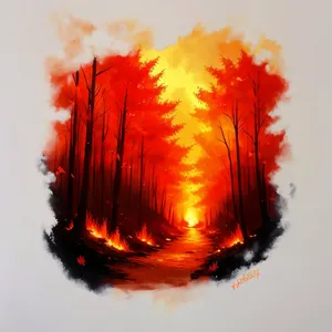 Vibrant Fire and Watercolor Blaze Art