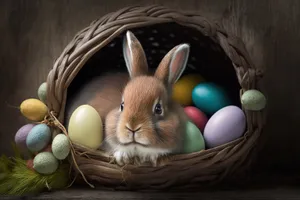 Cute bunny portrait with fluffy ears