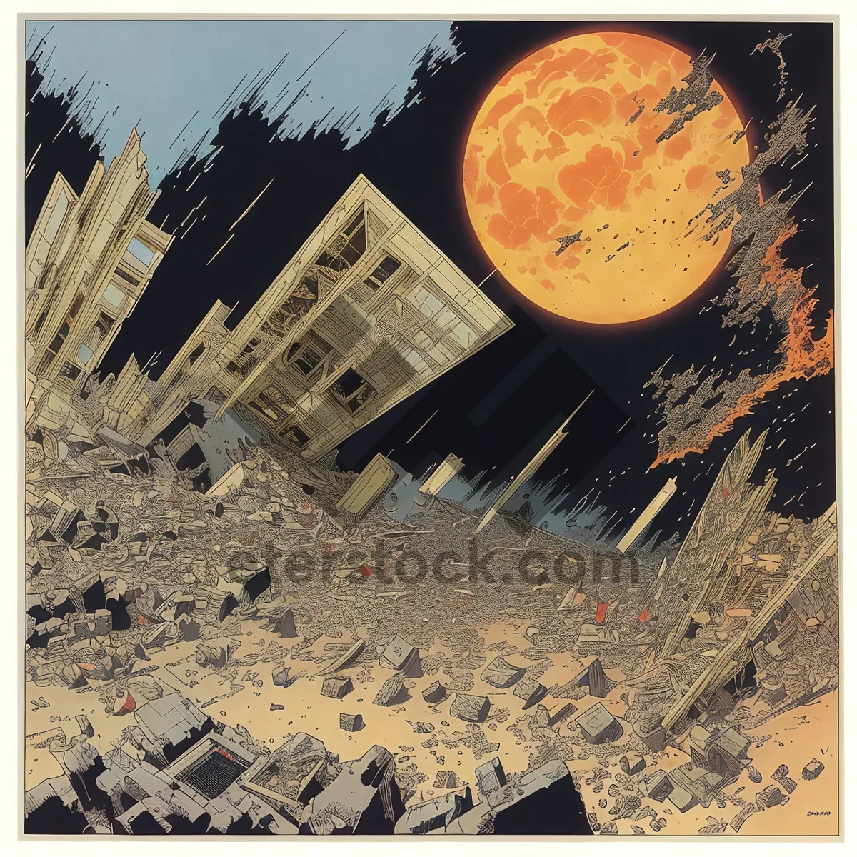 Picture of Vintage Grunge Puzzle Art on Aged Paper