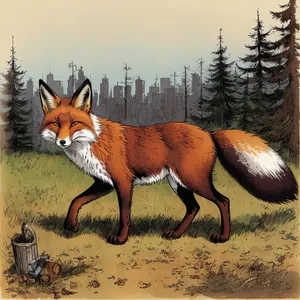 Vibrant Red Fox in Wild Grassland