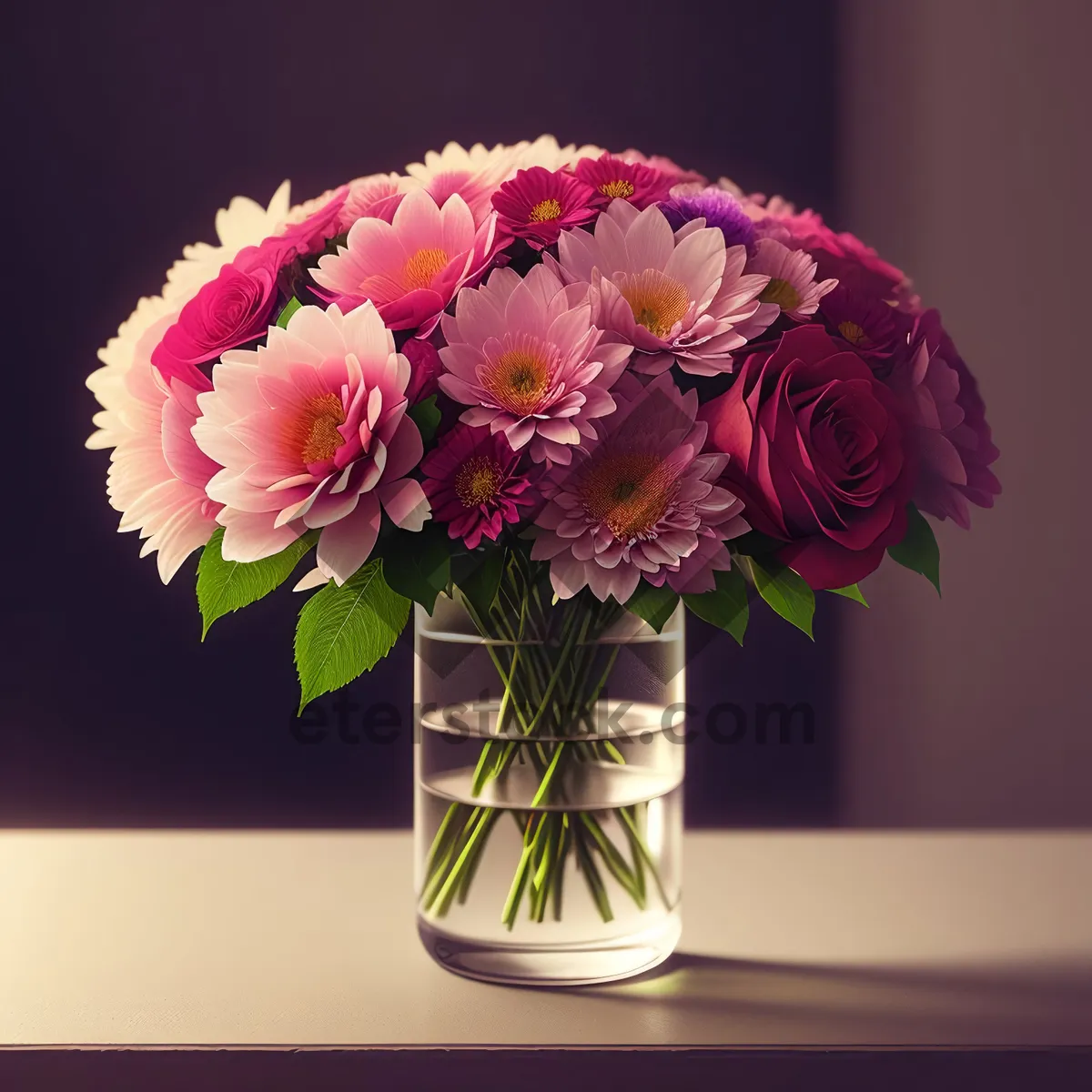 Picture of Romantic Pink Flower Bouquet in Vase