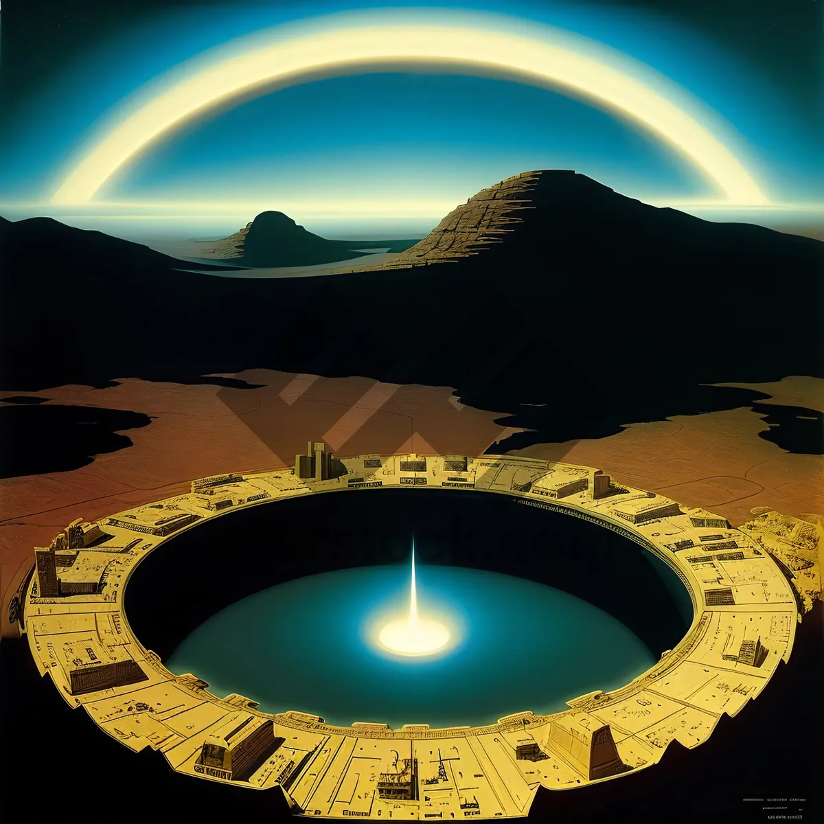 Picture of Shiny Bay Symbol on Black Circle - 3D Graphic Design