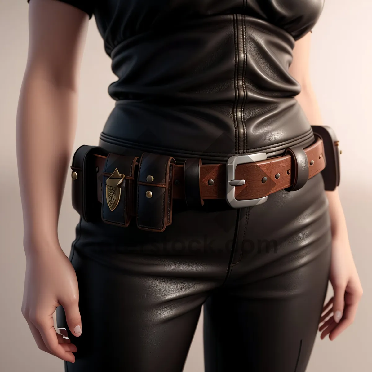 Picture of Stylish Athletic Black Leather Slim Fit Pose