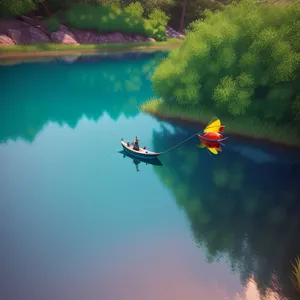 Adventurous Kayak Gliding Through Serene Waters