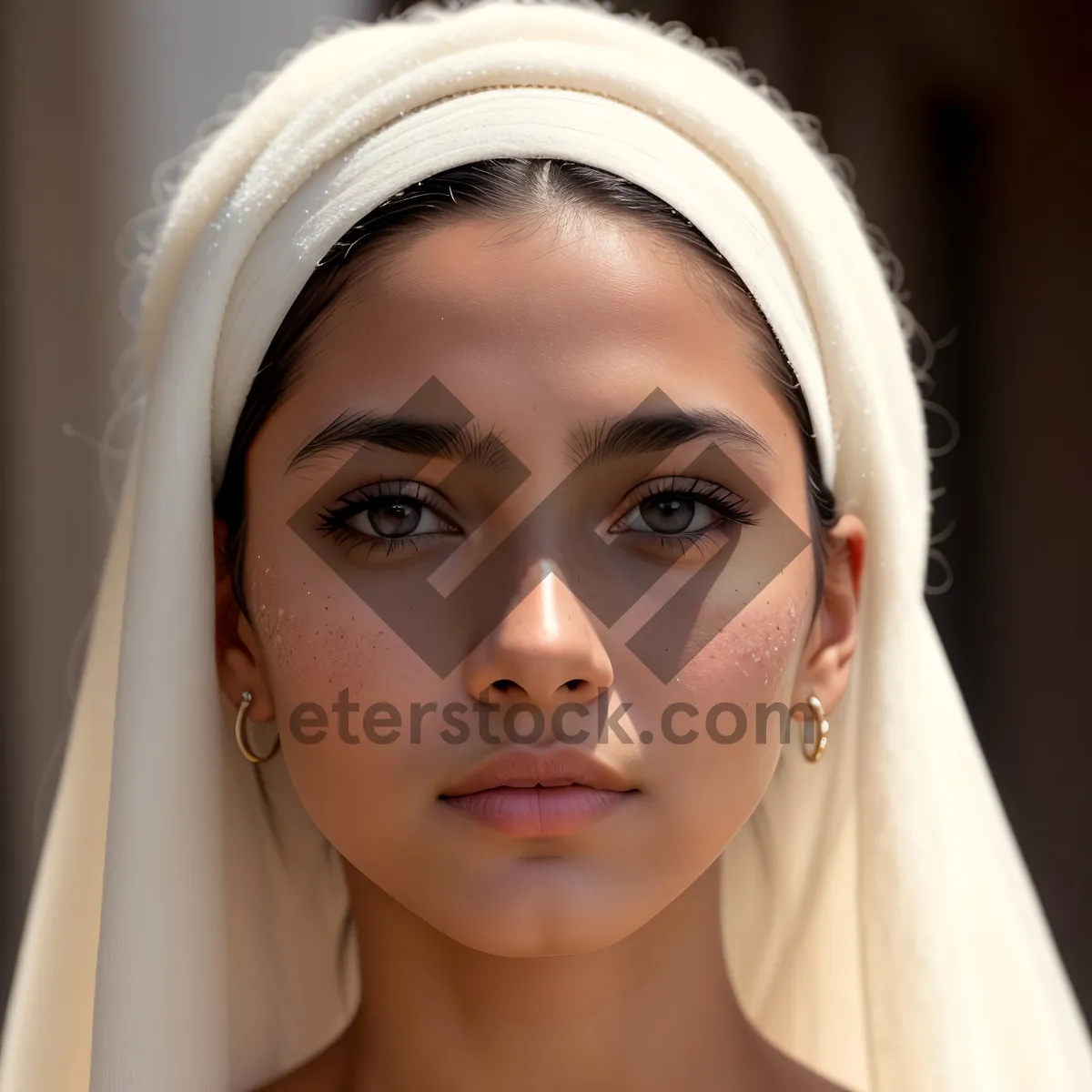 Picture of Beautiful Spa Day Towel Portrait with Attractive Eyes