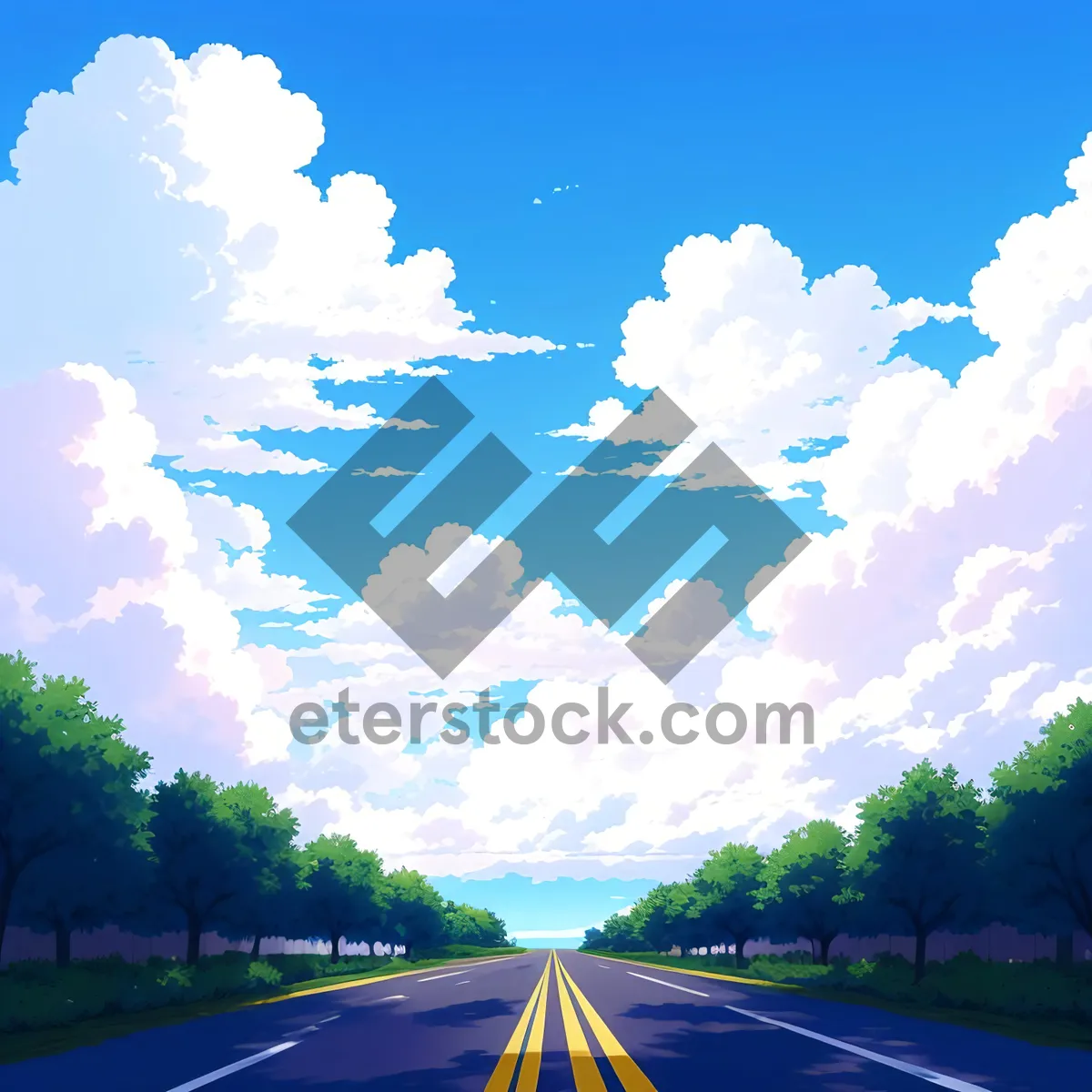 Picture of Vibrant Summer Sky Over Rural Meadow