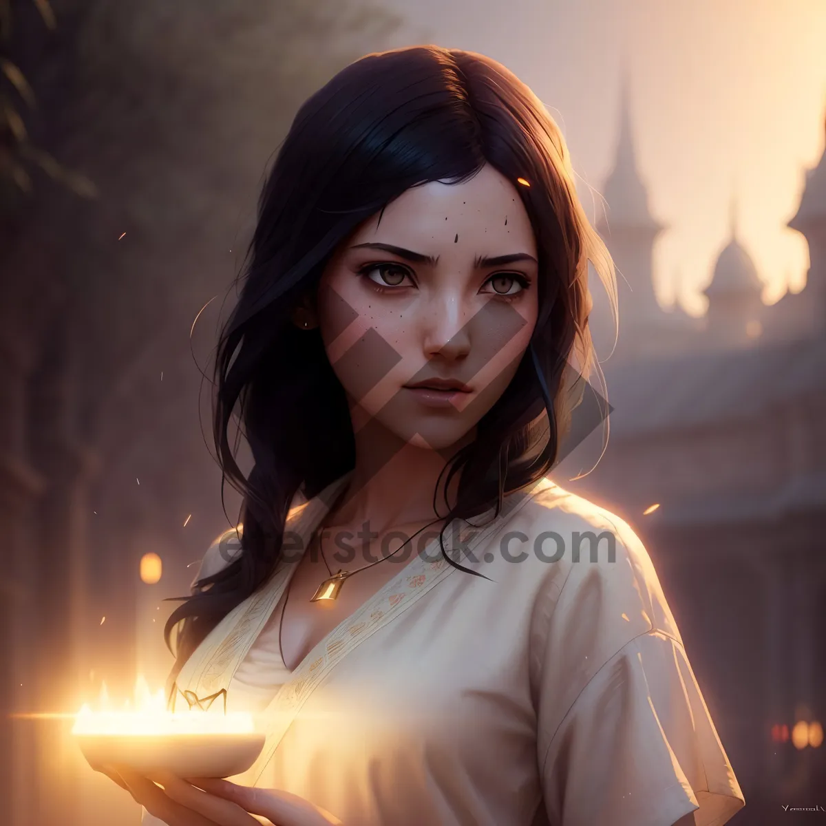 Picture of Stunning Lady with Candle, Radiating Charm