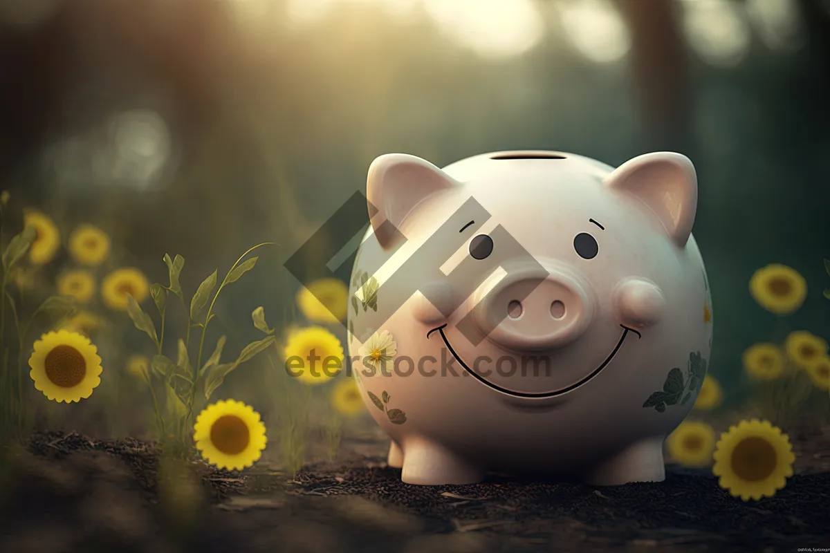 Picture of Financial Wealth Piggy Bank Savings With Coins