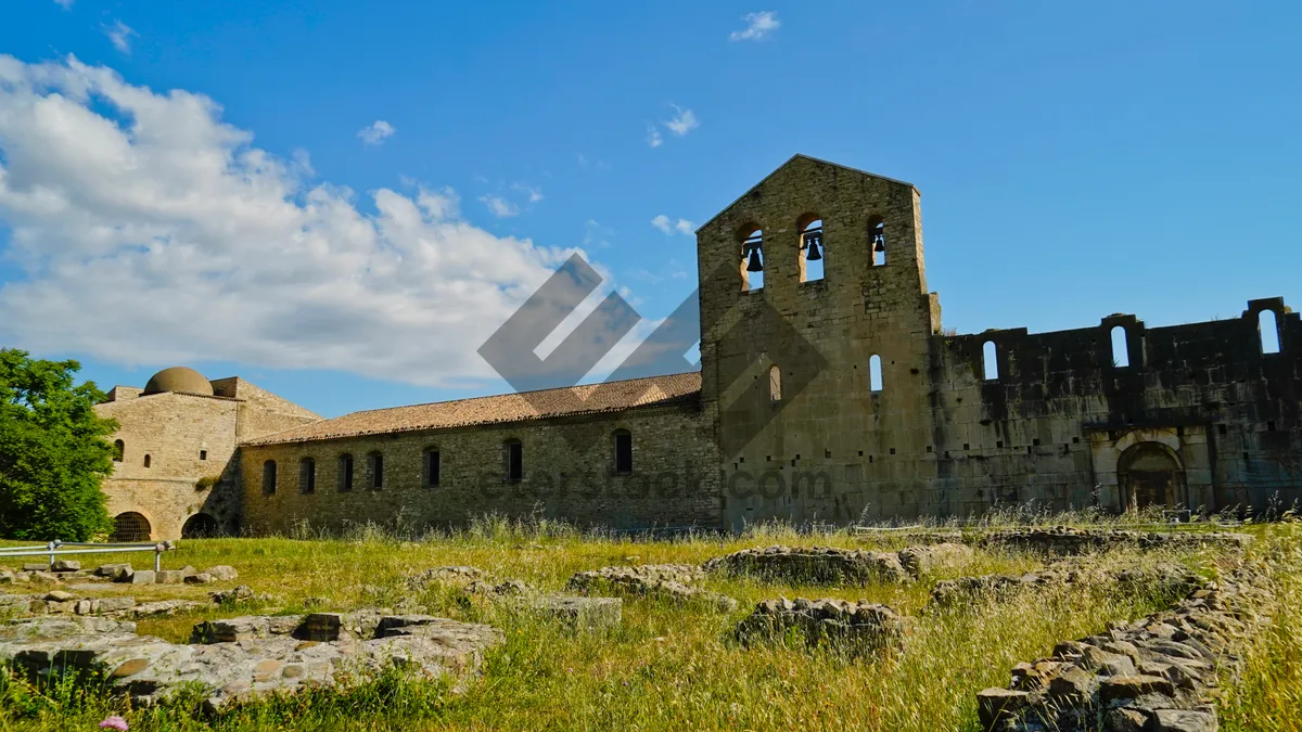 Picture of Ancient Castle Tower Against Sky Background