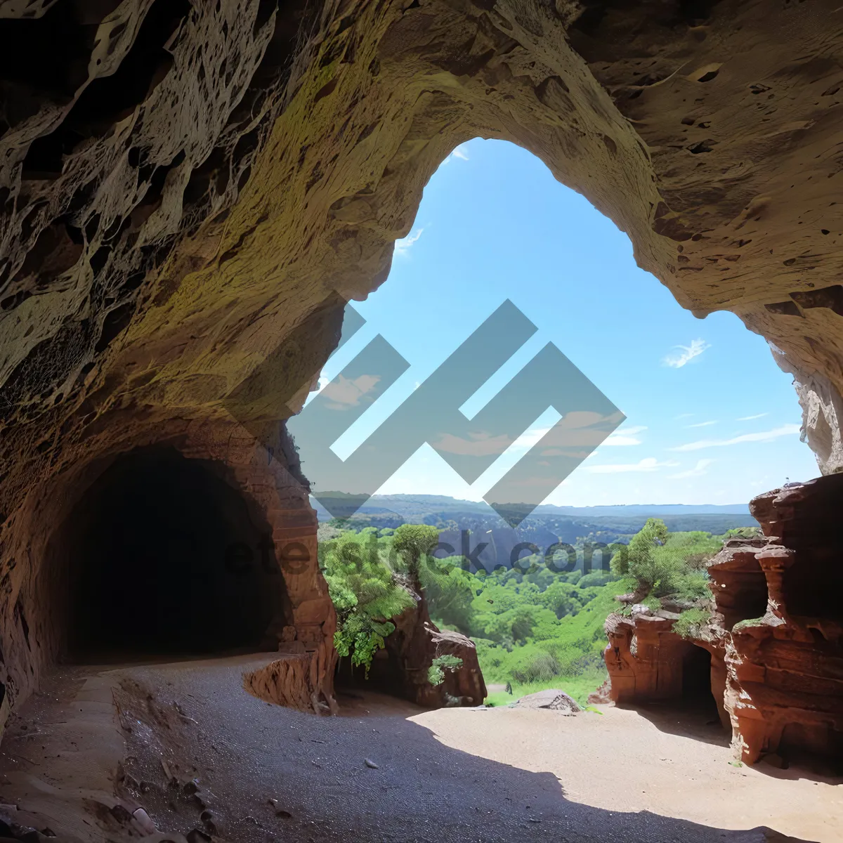 Picture of Majestic Cliff Dwelling Nestled Amidst Mountain Landscape