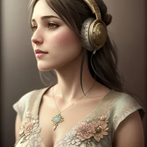Enchanting Princess with Adorned Lips and Majestic Necklace