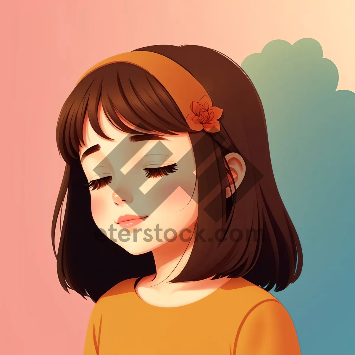 Picture of Cartoon Fashion Hair Model Lady Shoulder