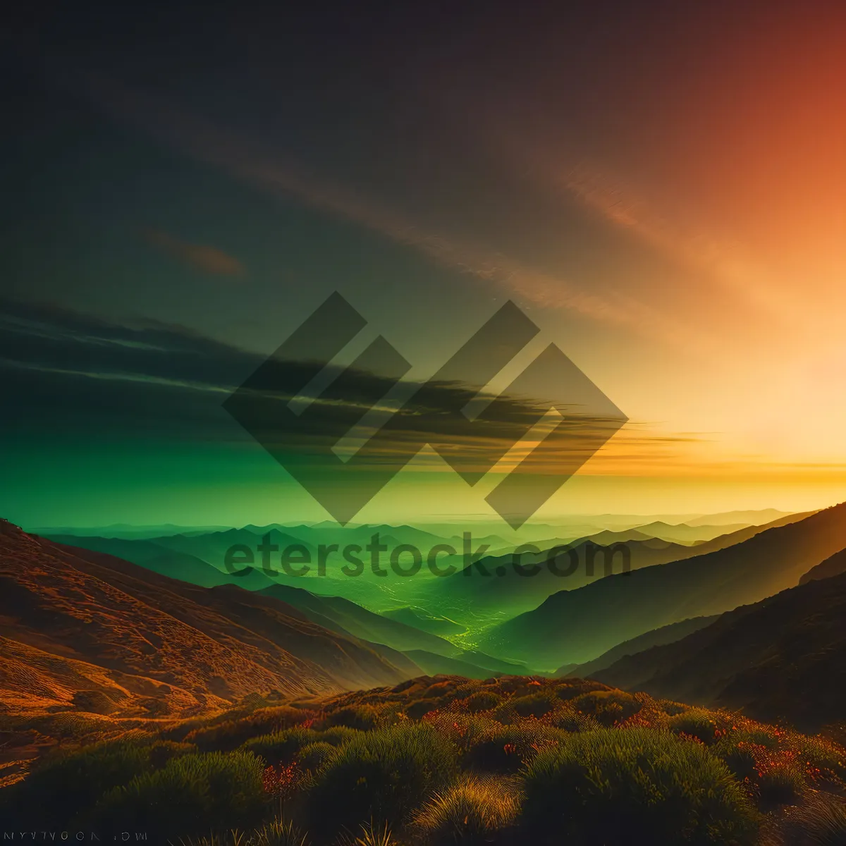 Picture of Highland Sunset Over Rural Mountains