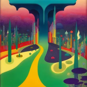 Colorful menorah and artist holding paintbrush and pencil