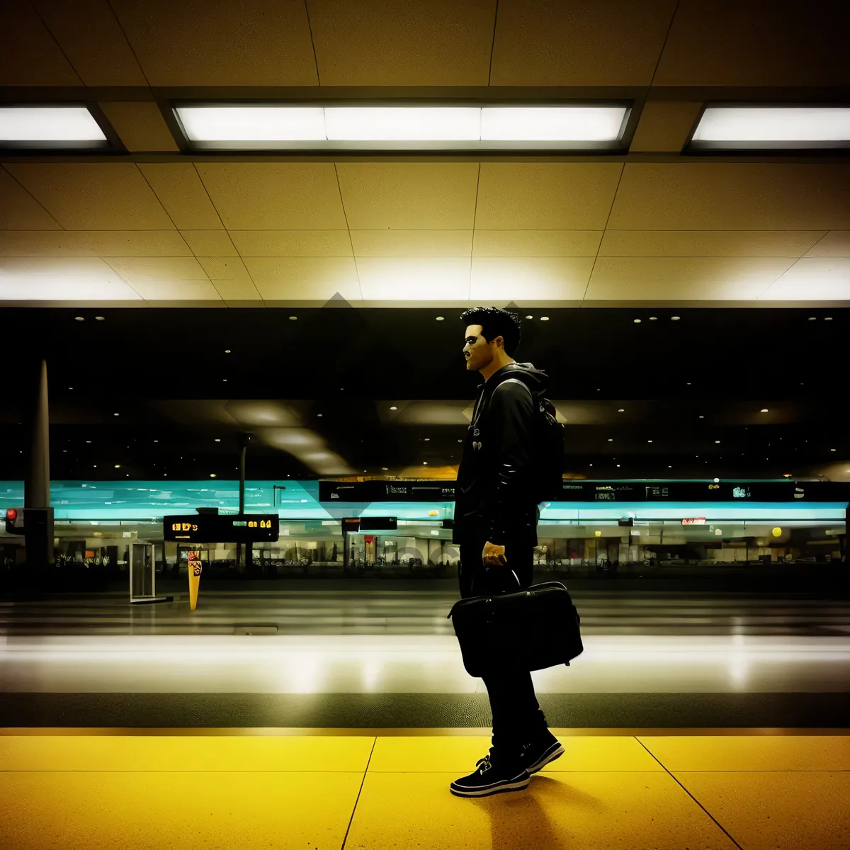 Picture of Urban Bowling: Man with Game Equipment in City