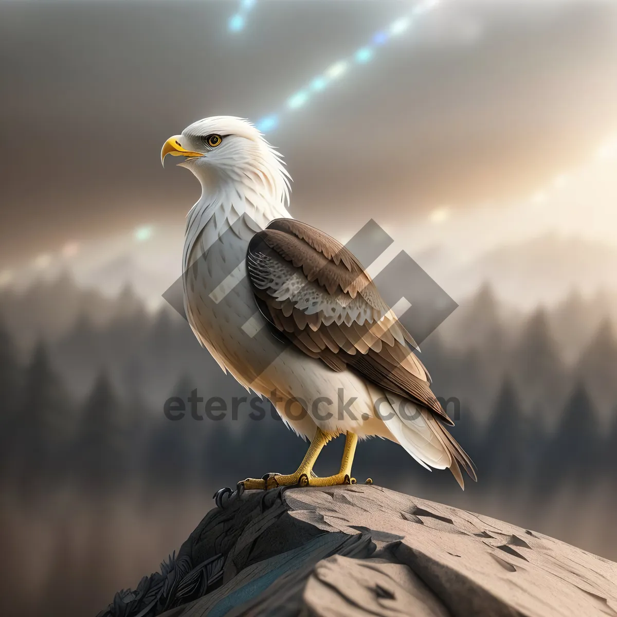 Picture of Majestic Bald Eagle Soaring with Piercing Gaze