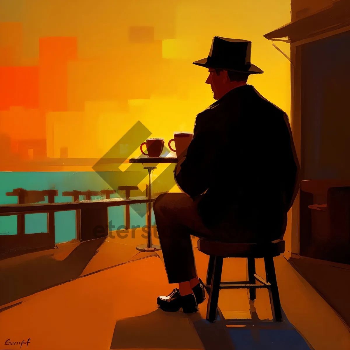 Picture of Scholarly Cowboy: Man in Silhouette with a Hat