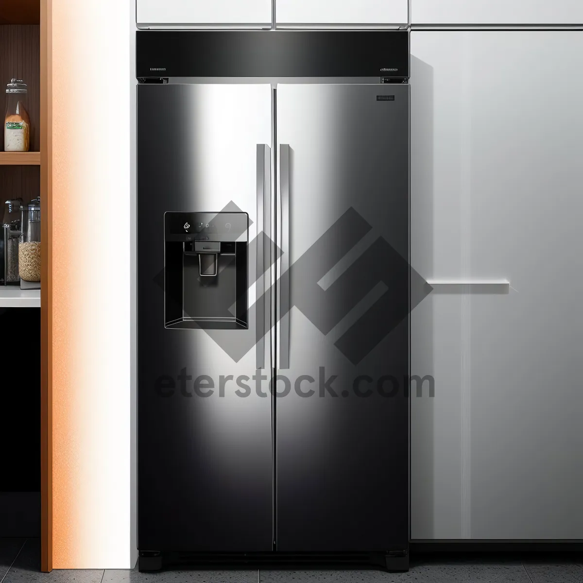 Picture of Modern White Refrigerator in Empty Luxury Apartment