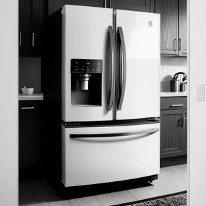 Modern Kitchen Refrigerator: Sleek and Efficient White Appliance