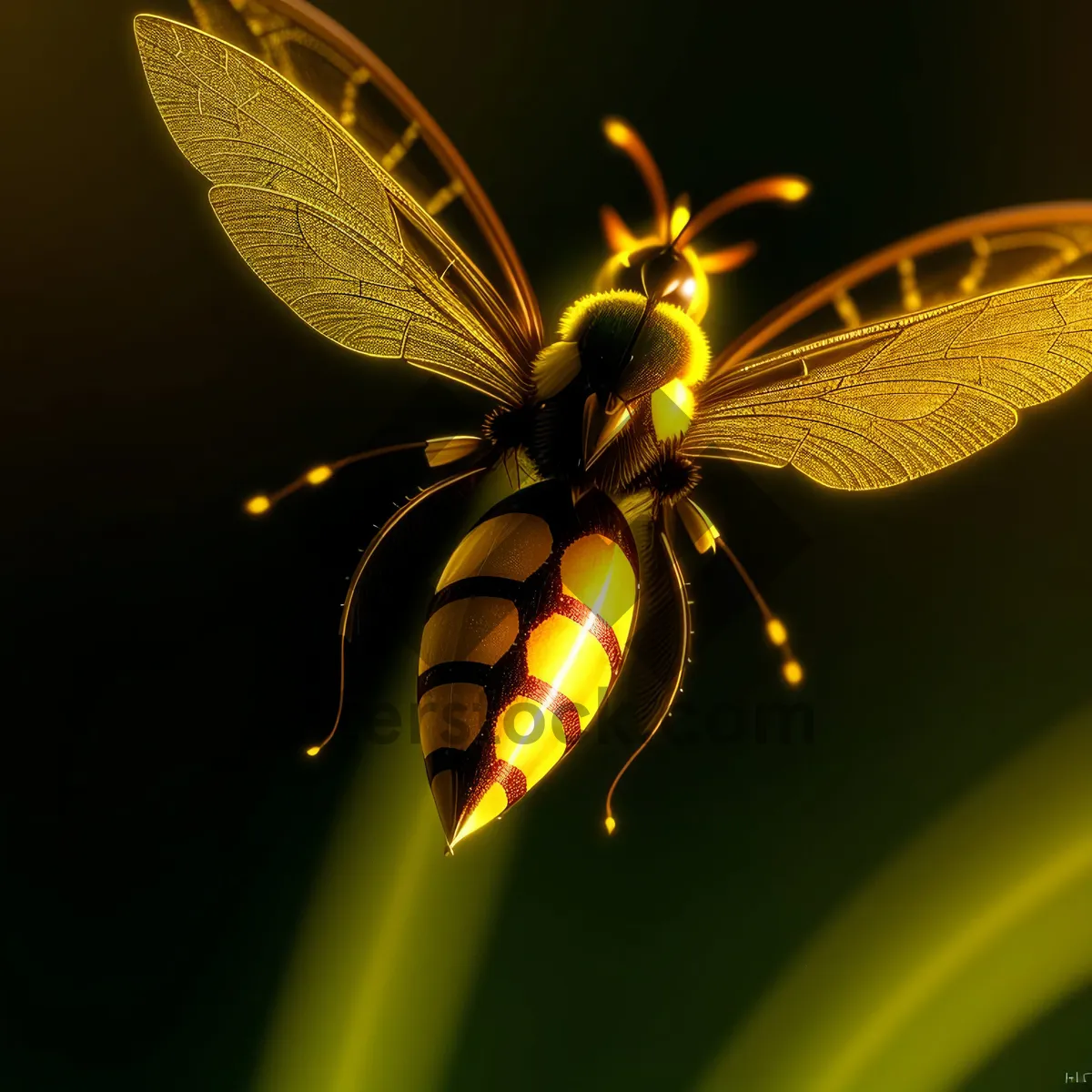 Picture of Vibrant Lacewing Fluttering Amongst Yellow Flowers