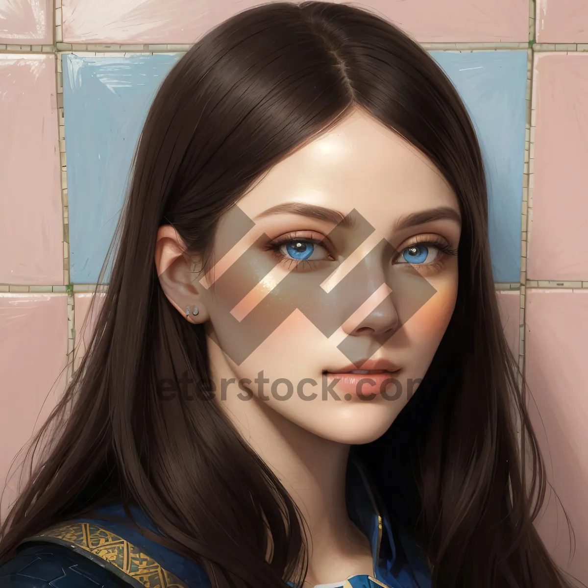 Picture of Smiling brunette lady with stunning makeup