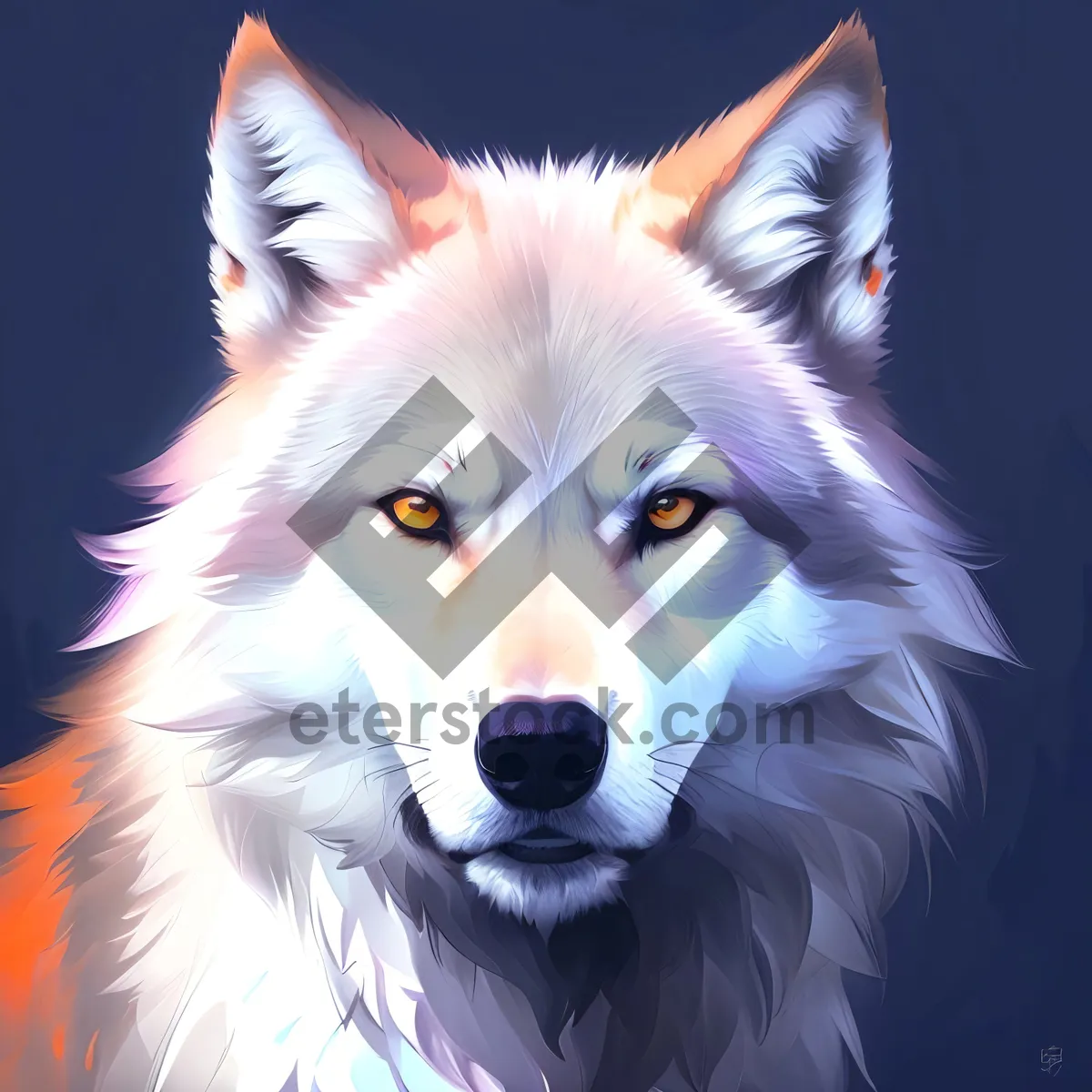 Picture of Adorable White Wolf with Captivating Eyes