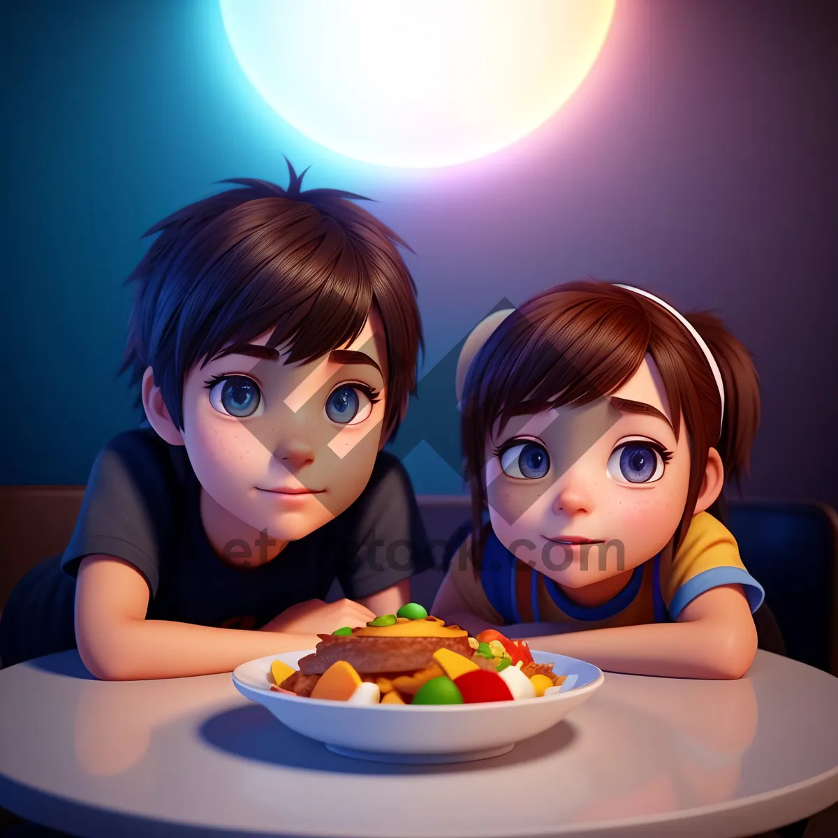 Picture of Joyful sibling enjoying a delightful meal