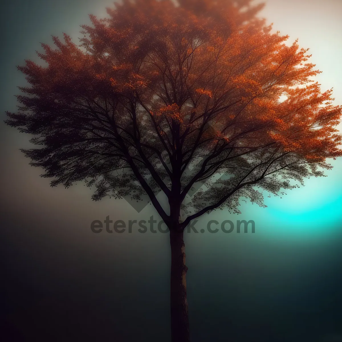 Picture of Majestic Tree Silhouette Against Stunning Skyline