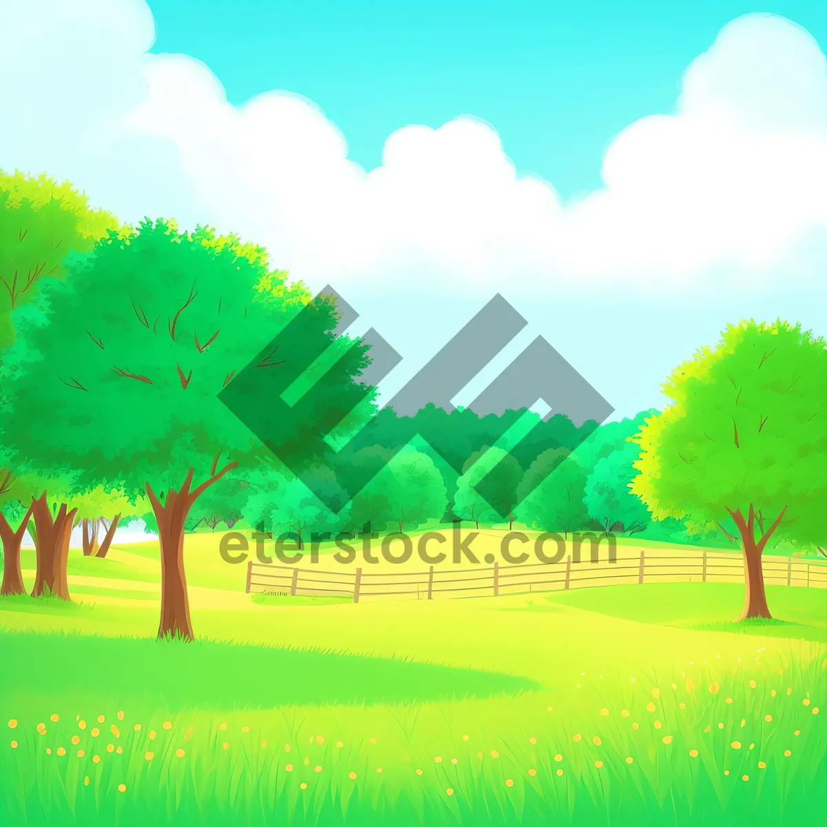 Picture of Serene Spring Meadows under Clear Blue Skies