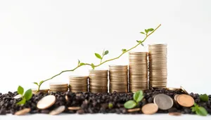 Golden wealth stack in bank column