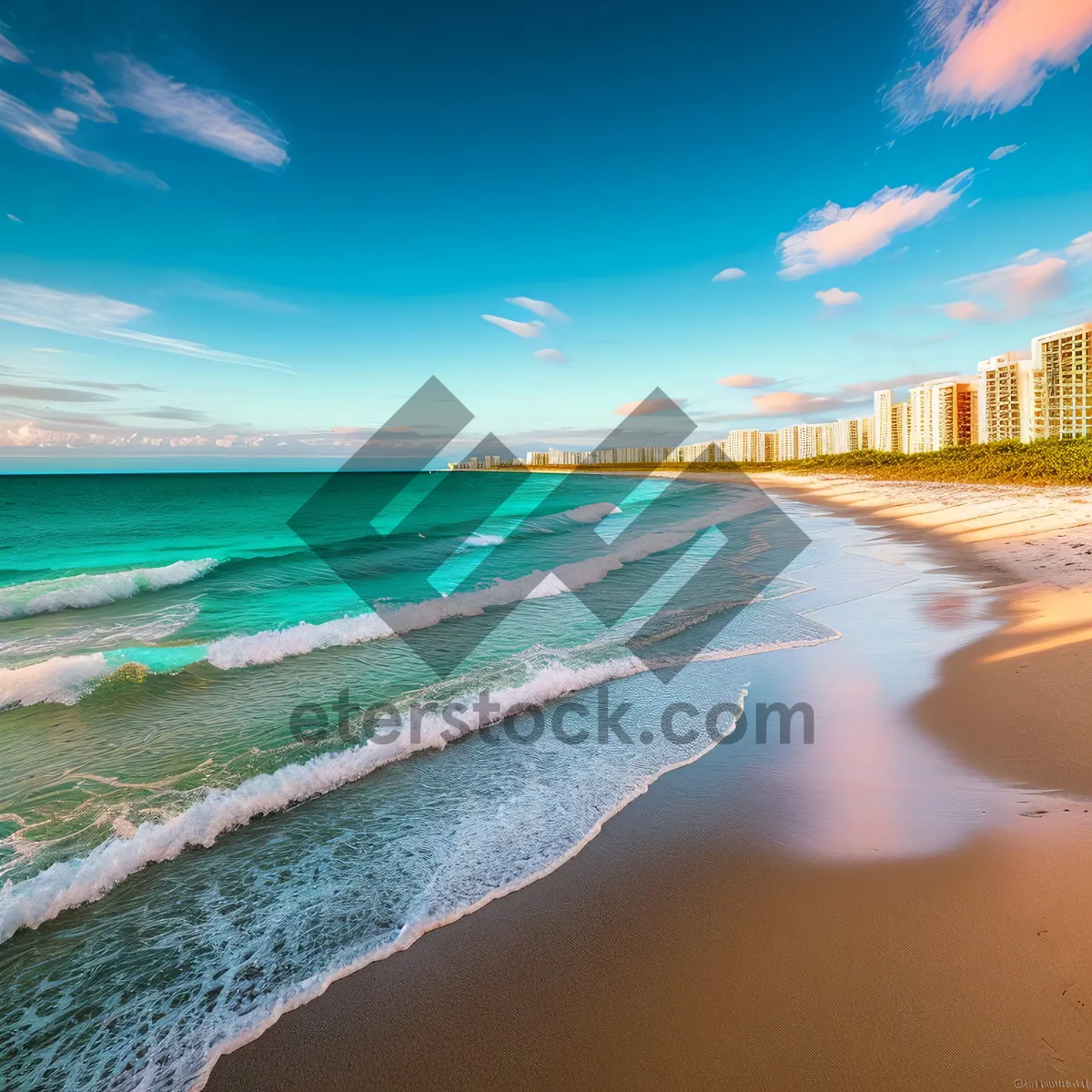 Picture of Sun-kissed Serenity: Beach Bliss Amidst Turquoise Waves