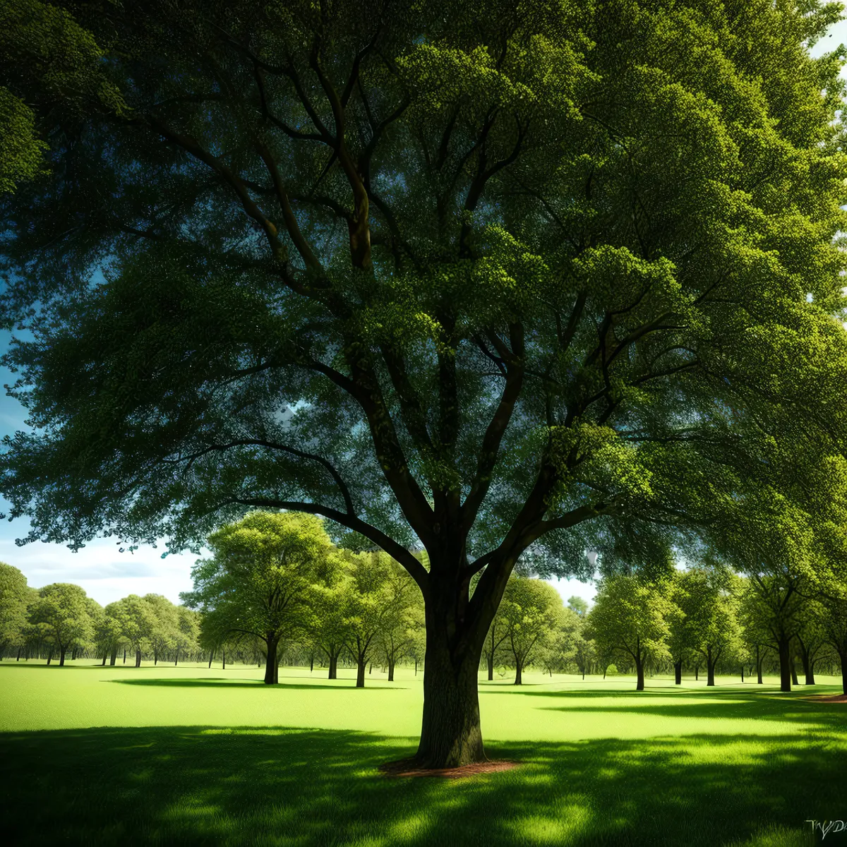 Picture of Seasonal foliage in a serene countryside park.