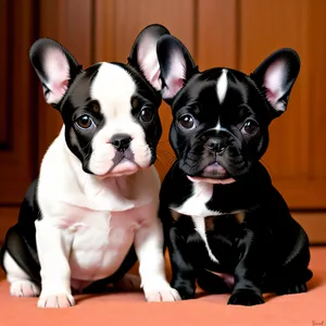 Sitting Bulldog puppy, irresistibly adorable with its delightful wrinkles on display