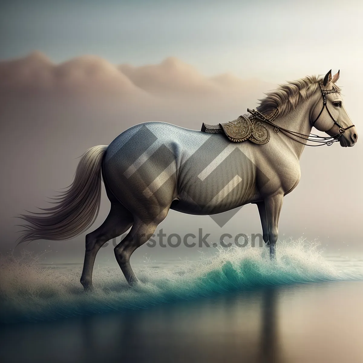 Picture of Majestic Wild Stallion Roaming the Desert