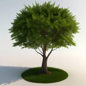 Serene Summer Oak Bonsai in Forest Landscape