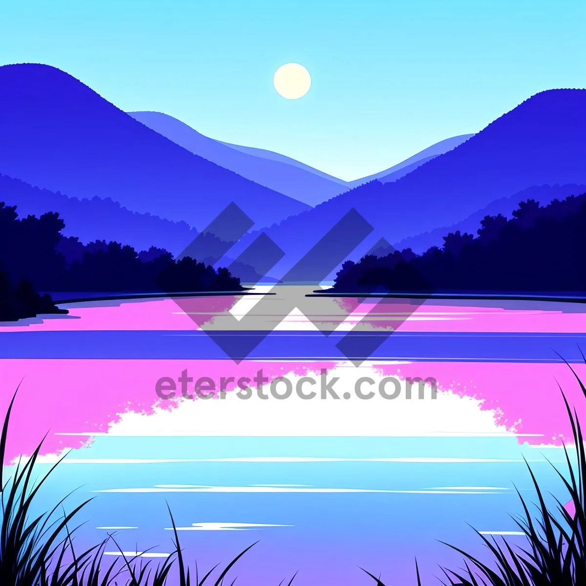 Picture of Serene Sunset over Majestic Mountain Range