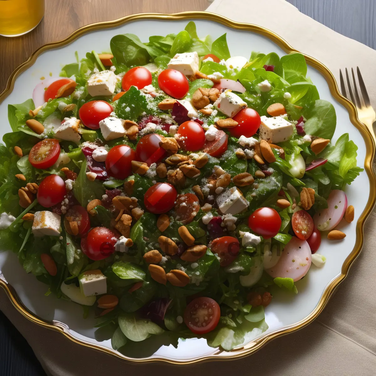 Picture of Healthy Vegetable Salad with Fresh Juicy Berries