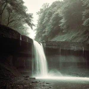 Serene Flowing Cascade in Nature's Oasis