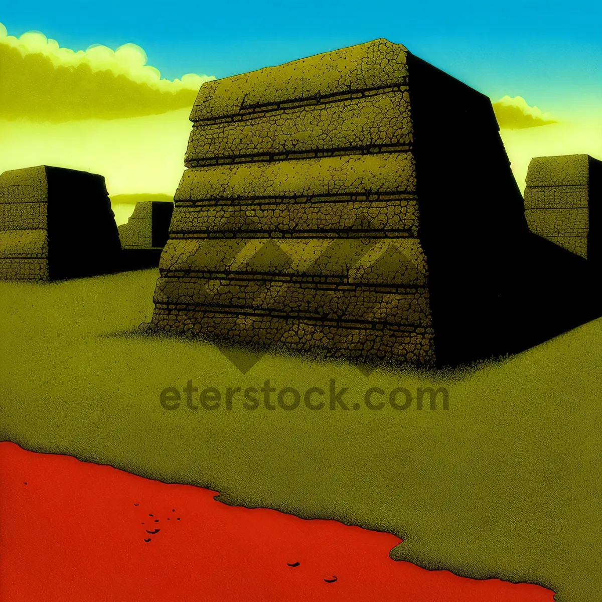 Picture of Skyline meets sandy shores in architectural fabric landscape.