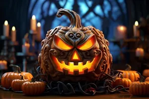 Scary Orange Halloween Pumpkin Jack O Lantern Decoration