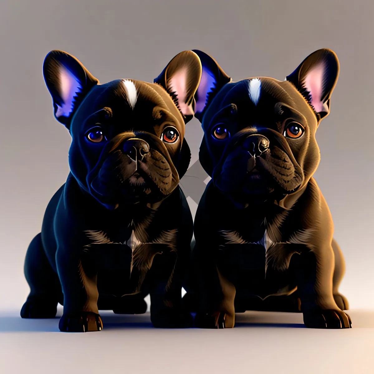 Picture of Black French Bulldog puppies with eyes full of expression, exuding an irresistible charm