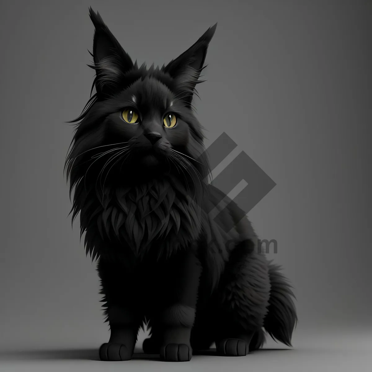 Picture of Curious Gray Cat with Fluffy Fur and Adorable Whiskers