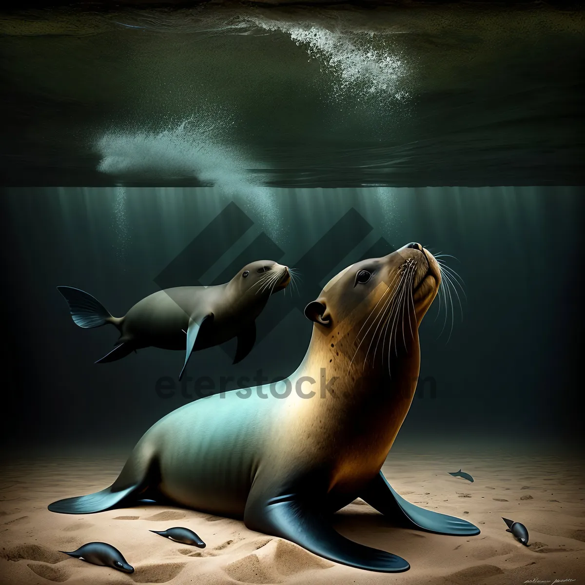 Picture of Playful aquatic seal lounging on sandy beach