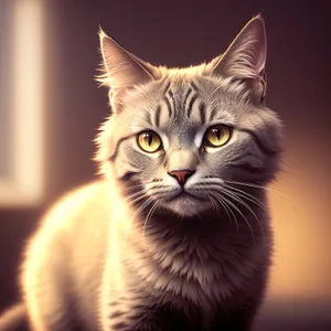 Fluffy Gray Tabby Kitty with Cute Whiskers