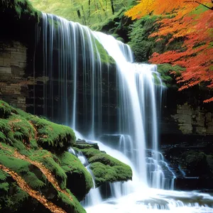 Serene Waterfall Cascades Through Lush Forest