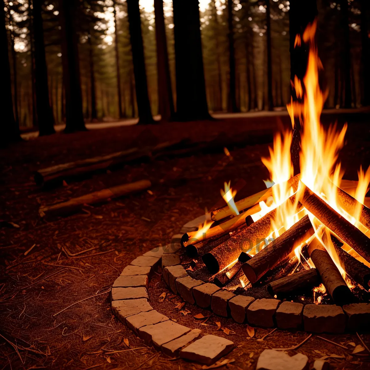 Picture of Fiery Glow: A Warm, Orange Fireplace